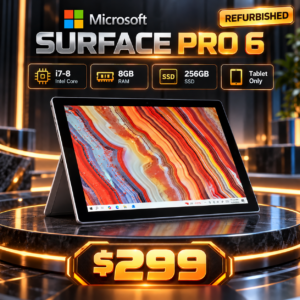 Microsoft Surface Pro 6 (i7-8th Gen, 8GB RAM, 256GB SSD) - High-Performance Touchscreen Workstation [No Keyboard]