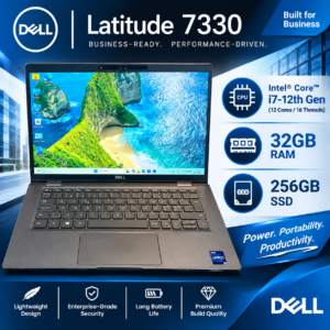 Dell Latitude 7330, Intel Core i7-12th Gen (10-Core), 16GB / 32GB RAM, 256GB NVMe SSD, Dual Thunderbolt 4, Wi-Fi 6E